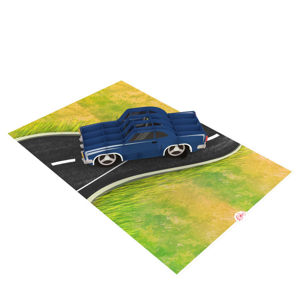 Blue Coupe Car Pop-Up Card - Image 3