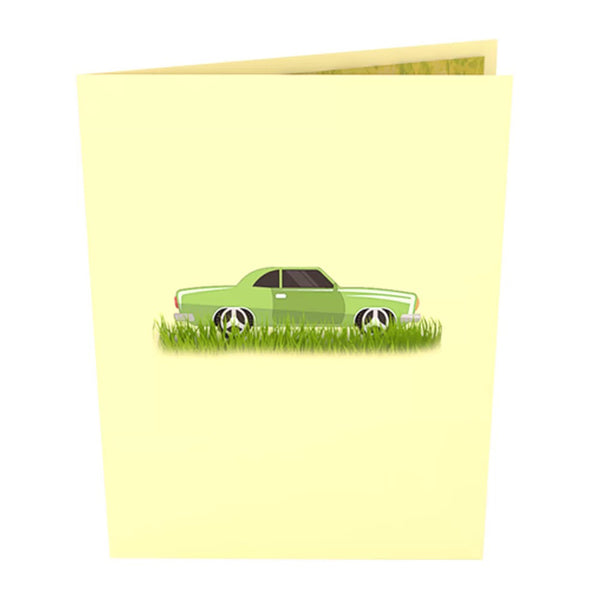 Green Coupe Car Pop-Up Card - Image 3