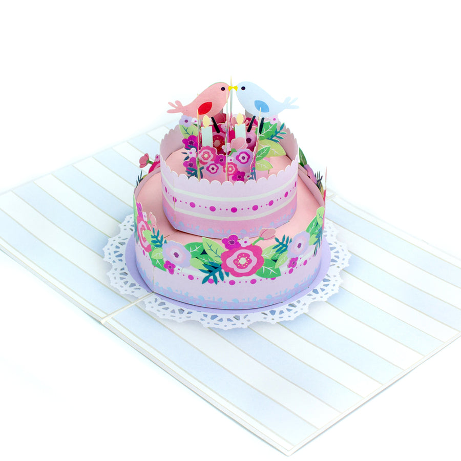 Wedding Cake Lover Birds Pop-Up Card
