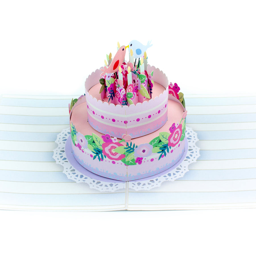 Wedding Cake Lover Birds Pop-Up Card