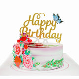 Happy Birthday Cake With Flowers And Butterfly Pop-Up Card