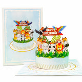 Young Jungle Birthday Cake for Kids Pop-Up Card