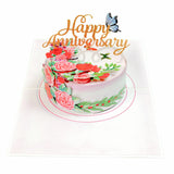 Happy Anniversary Cake With Flowers and Butterfly Pop-Up Card