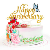 Happy Anniversary Cake With Flowers and Butterfly Pop-Up Card