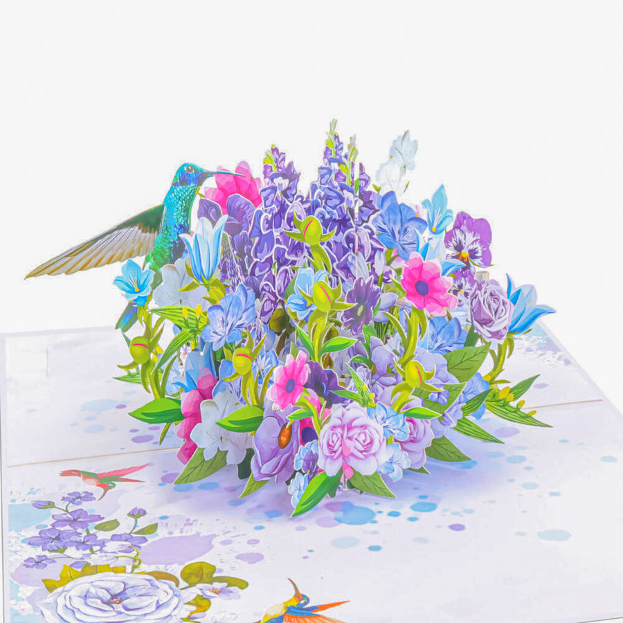 Mixed Flowers and Hummingbird Pop-Up Card