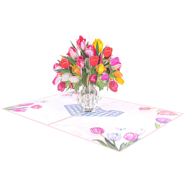 Tulip Bouquet in a vase Pop-Up Card - Image 4