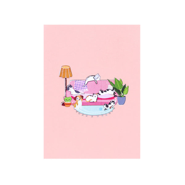 Dog and Cats playing on the couch Pop-Up Card - Image 3