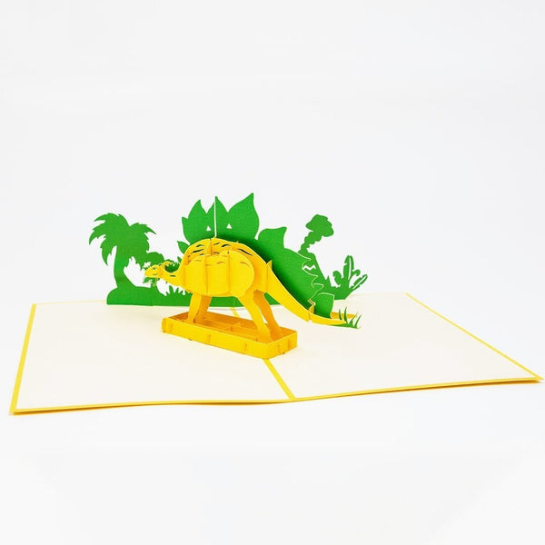 Stegosaurus Dinosaur Yellow Pop-Up Card - Image 4