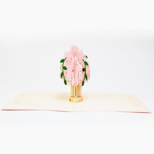 Pink Rose Bouquet Pop-Up Card - Image 4