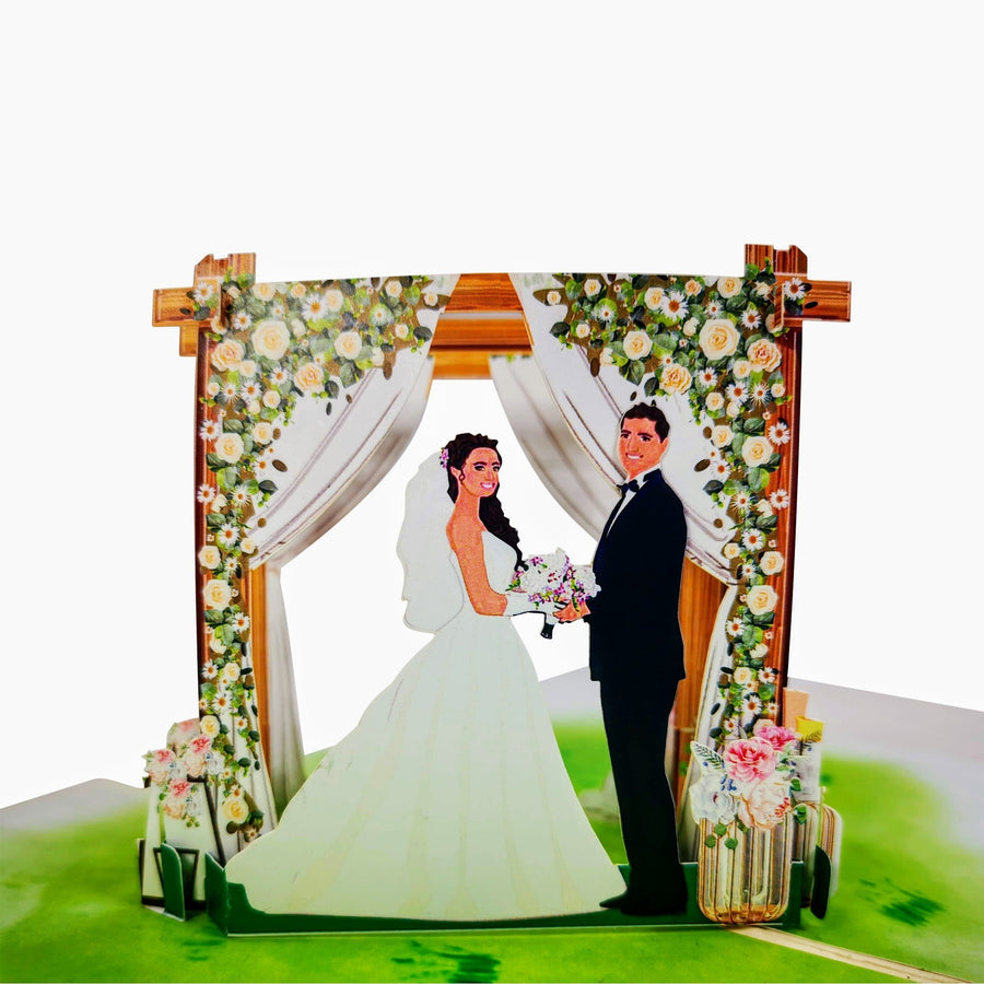 Married Couple At The Wedding Altar 3D Pop Up Card