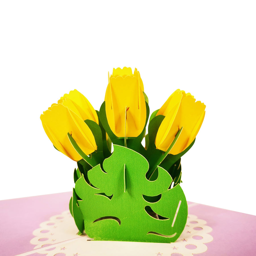 Yellow Tulip Flower 3D Pop Up Card UK