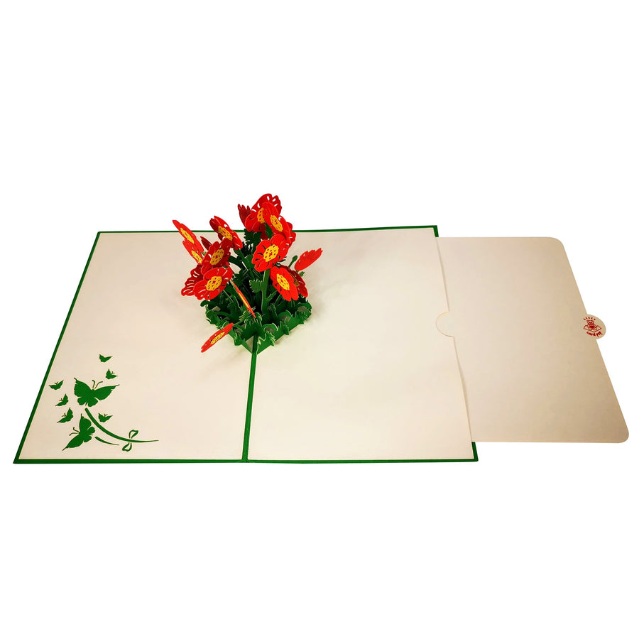 Poppy Flower 3D Pop Up Card UK