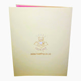 2 White Unicorns on a Rainbow 3D Pop Up Card UK