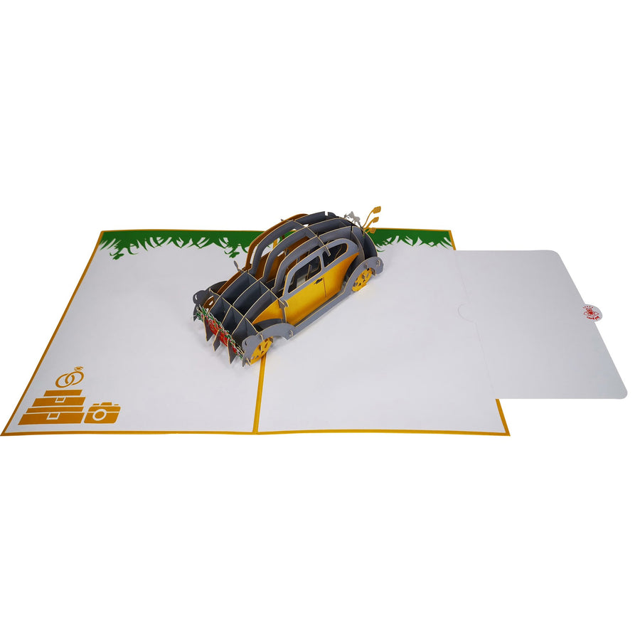 Just Married Wedding Car 3D Pop Up Card UK