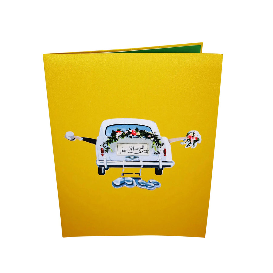 Just Married Wedding Car 3D Pop Up Card UK