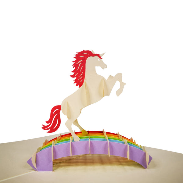 Unicorn Jumping Over A Rainbow Pop-Up Card - Image 3