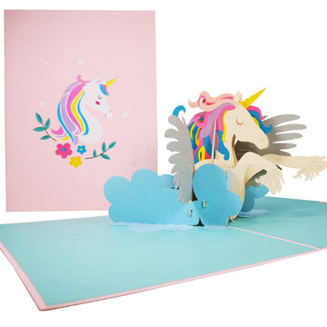 Unicorn Flying in the Clouds 3D Pop Up Card UK