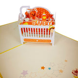 New Baby Yellow Cot 3D Pop Up Card UK