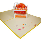 New Baby Yellow Cot 3D Pop Up Card UK