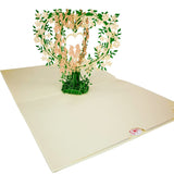 Two lovebirds perched on Flower Hearts 3D Pop Up Card UK