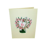 Two lovebirds perched on Flower Hearts 3D Pop Up Card UK