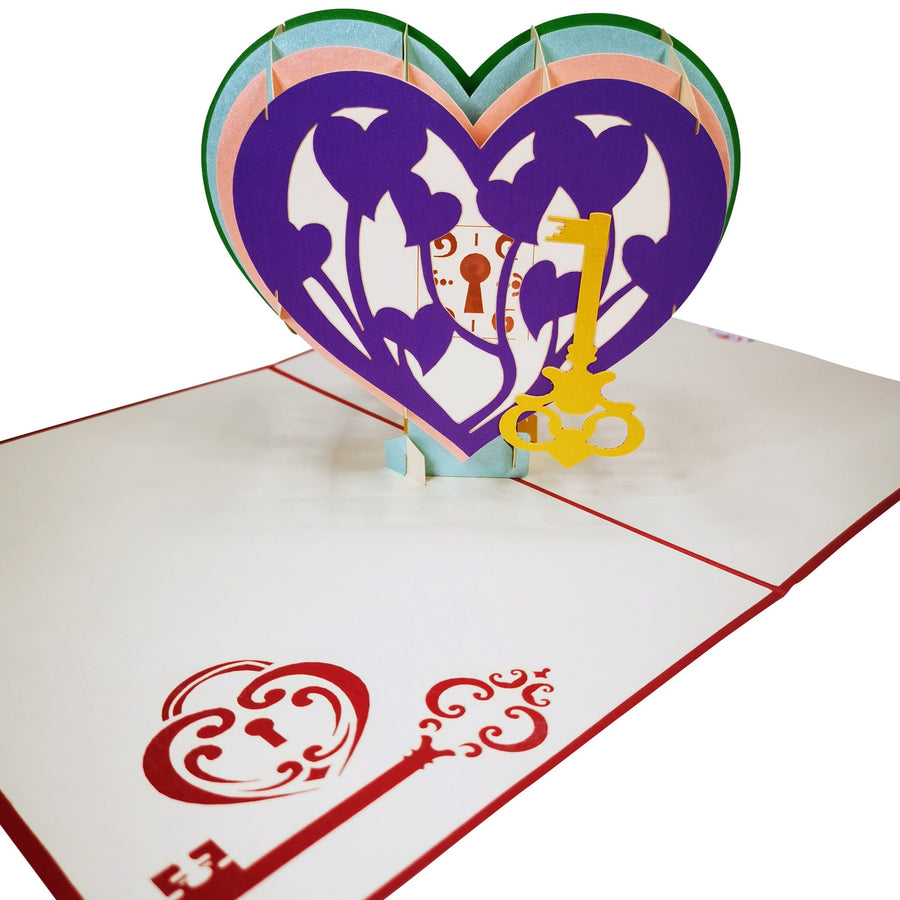 Key To My Heart Love Valentine Anniversary Wedding 3D Pop Up Card UK
