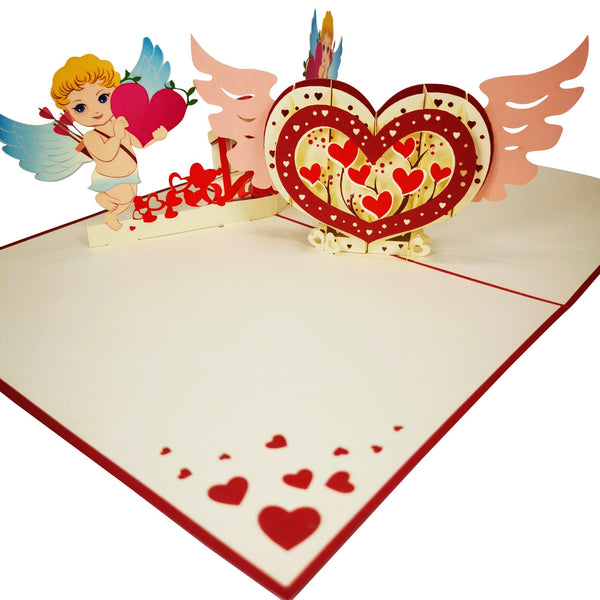 Cupid and Fluttering Heart Pop-Up Card - Image 4