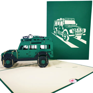 Land Rover Jeep Car in Green 3D Pop Up Card UK