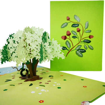 Oak Tree & Tyre Rope Swing 3D Pop Up Card UK
