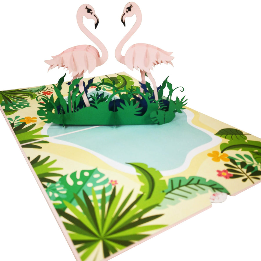 Flamingoes in Paradise 3D Pop Up Card UK
