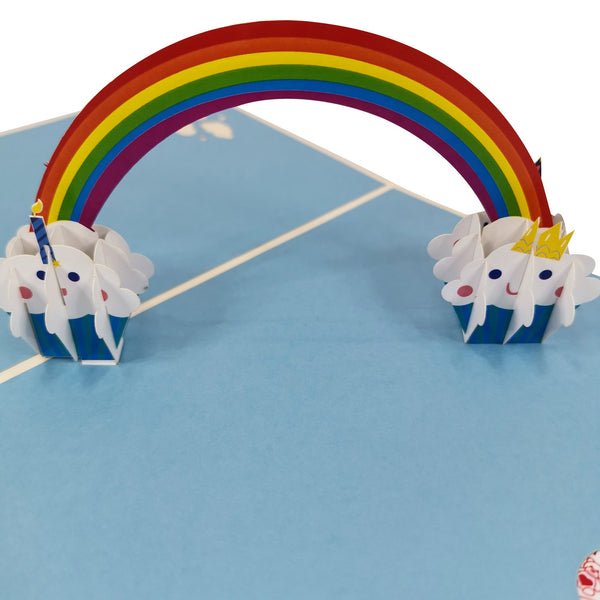 Blue Birthday Cupcake & Rainbow Pop-Up Card - Image 3