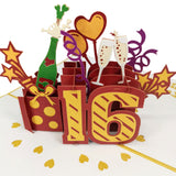 16th Birthday 3D Pop Up Card UK