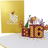 16th Birthday 3D Pop Up Card UK