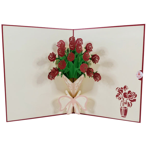 Red Rose Bunch Pop-Up Card - Image 4