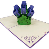 Purple Tulip Flower Bouquet 3D Pop Up Card UK