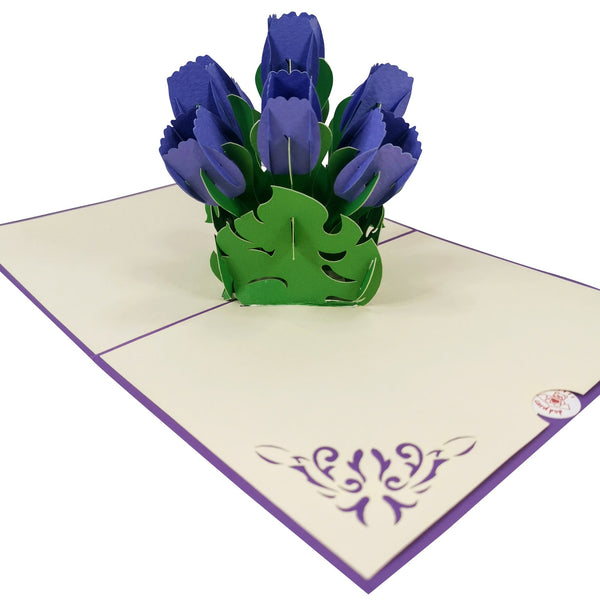 Purple Tulip Flower Bouquet Pop-Up Card - Image 4