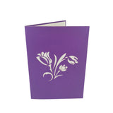 Purple Tulip Flower Bouquet 3D Pop Up Card UK