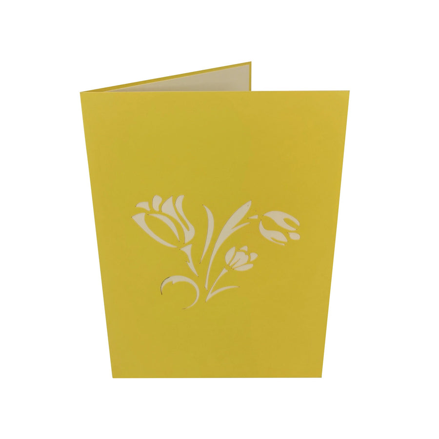 Yellow Tulip Flower Bouquet 3D Pop Up Card UK