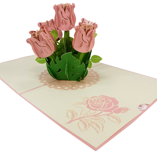 Light Pink Roses Pop-Up Card - Image 4