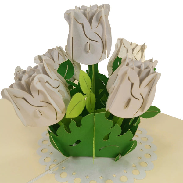 White Roses Pop-Up Card - Image 3