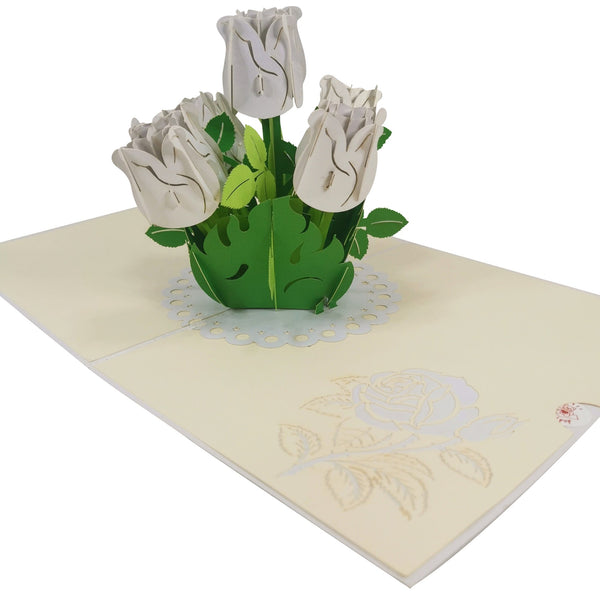 White Roses Pop-Up Card - Image 4