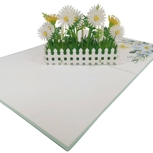 White Daisy Flower Garden Pop-Up Card - Image 4