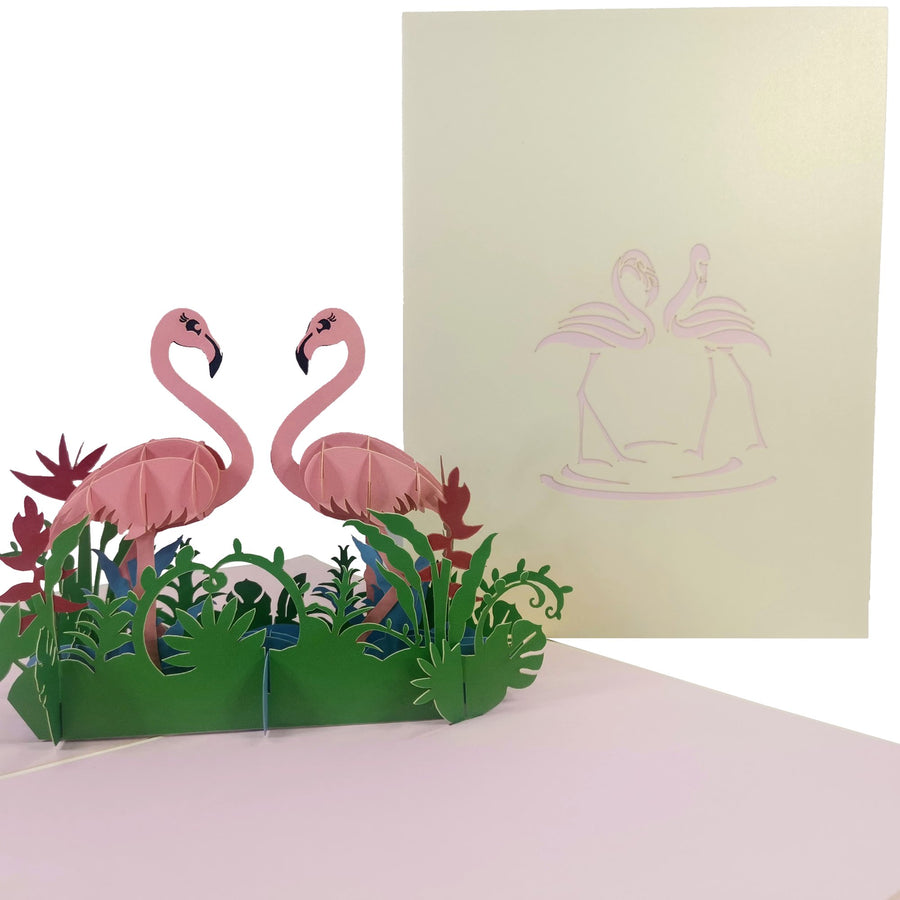 Flamingo Couple 3D Pop Up Card UK