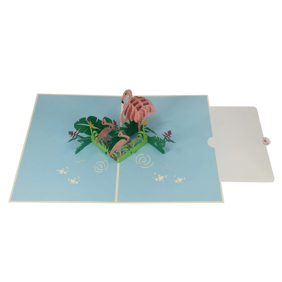 Flamingo Family 3D Pop Up Card UK