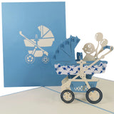 New Baby Boy in Buggy 3D Pop Up Card UK