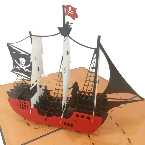 Jolly Roger Pirate Ship Pop-Up Card - Image 3