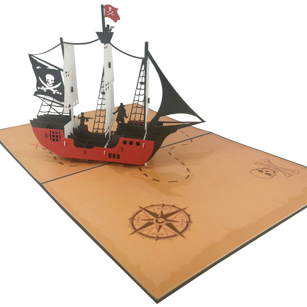 Jolly Roger Pirate Ship Pop-Up Card - Image 4
