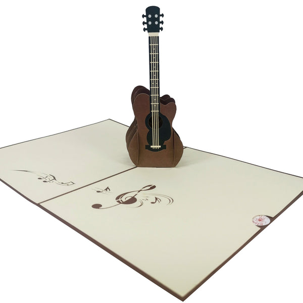Brown Acoustic Guitar Pop-Up Card - Image 4