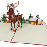 Rudolph Wishes Merry Christmas 3D Pop Up Christmas Card UK