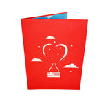Heart Hot Air Balloon 3D Pop Up Card UK